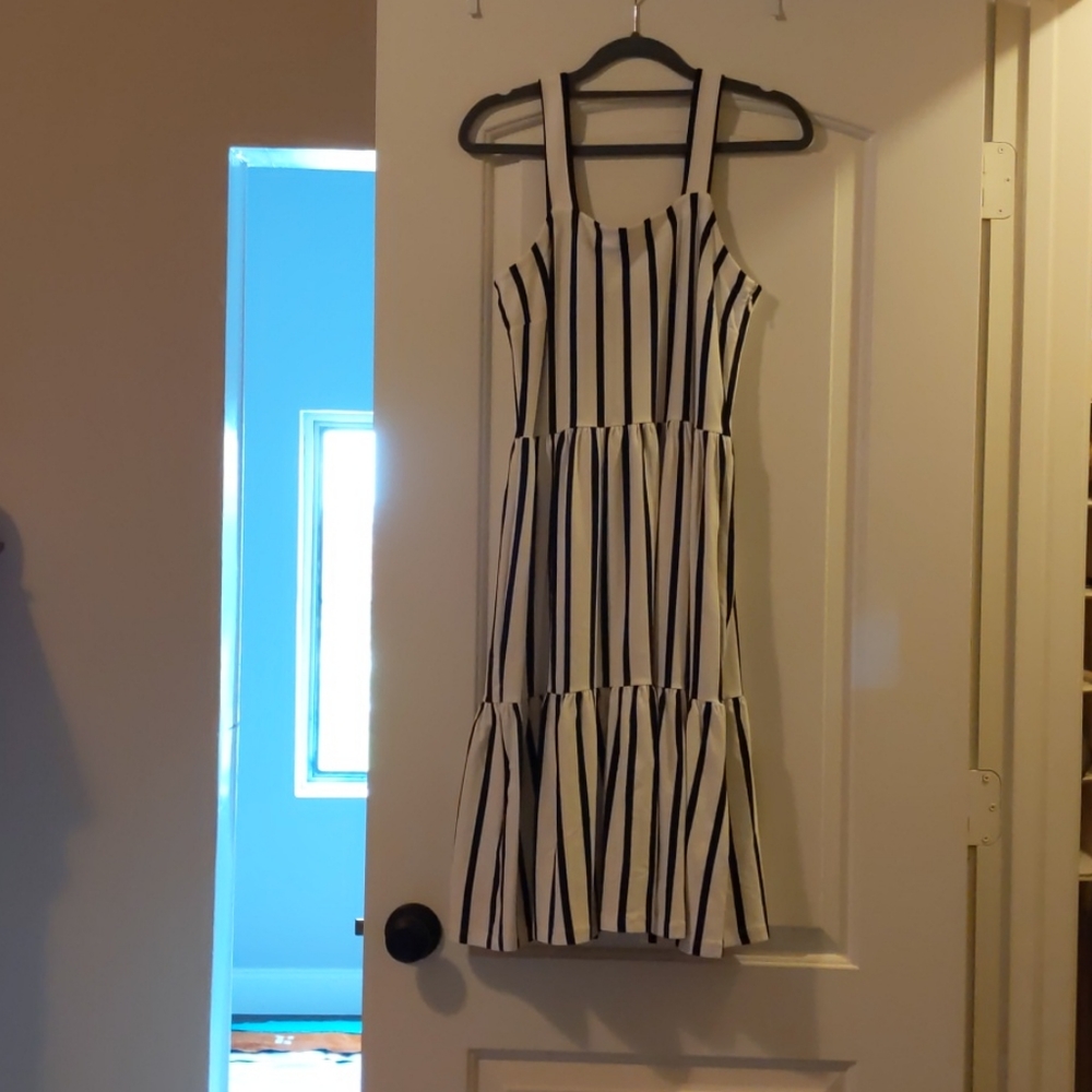 Black and white striped dress